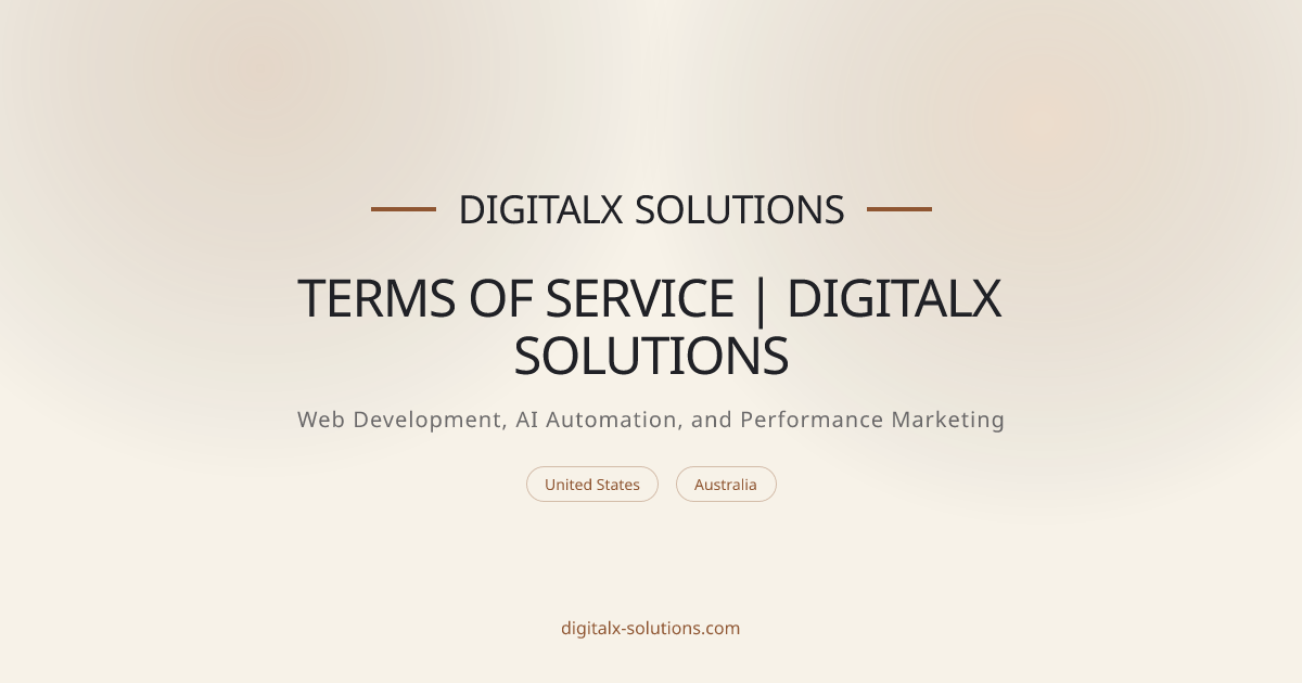 Terms of Service | DigitalX Solutions | DigitalX Solutions